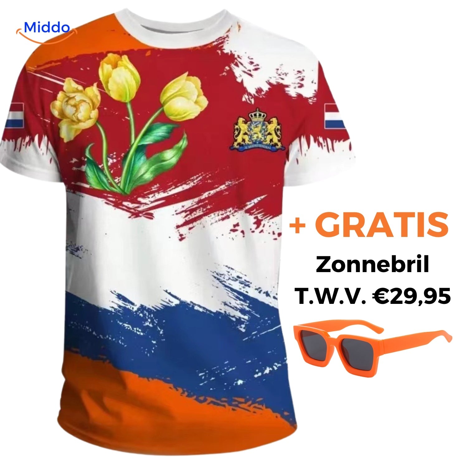 OrangeSupport Fan T-Shirt | Unterstütze die Niederlande mit Stil + GRATIS Sonnenbrille im Wert von 29,95
