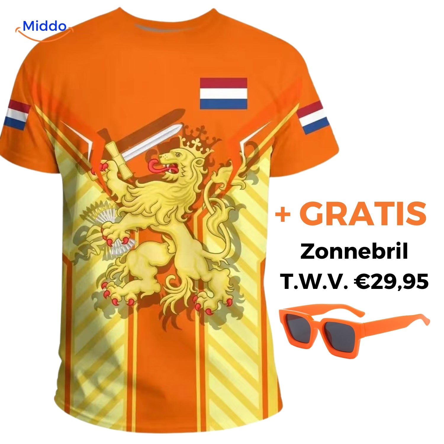 OrangeSupport Fan T-Shirt | Unterstütze die Niederlande mit Stil + GRATIS Sonnenbrille im Wert von 29,95