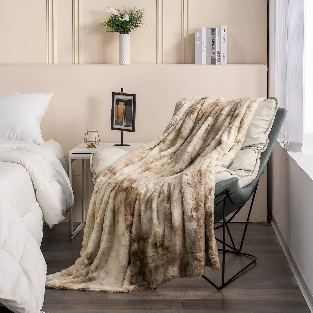 Weiche Velours-Winterdecke – Warmes Koraalfleece-Plaid mit Batikmuster
