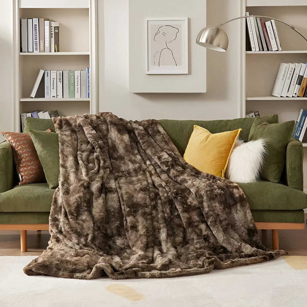 Weiche Velours-Winterdecke – Warmes Koraalfleece-Plaid mit Batikmuster