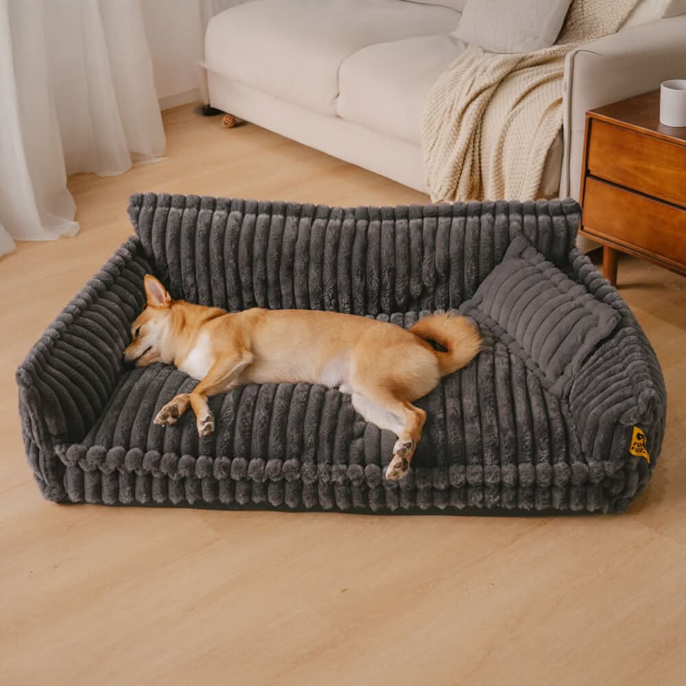DroomPoot Orthopädisches Hundebett – Robuste Liegefläche mit Nackenstütze und Abnehmbarem Bezug