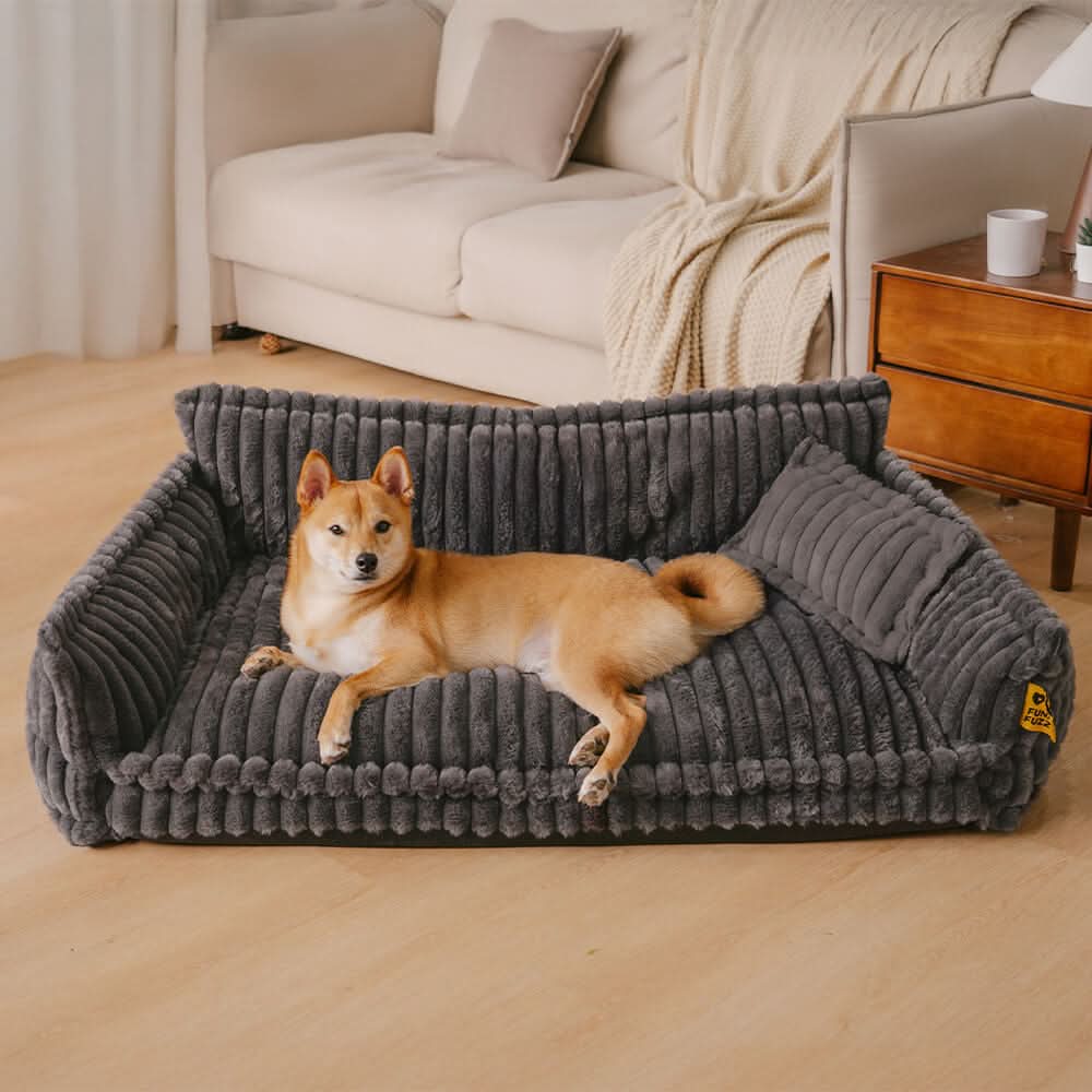 DroomPoot Orthopädisches Hundebett – Robuste Liegefläche mit Nackenstütze und Abnehmbarem Bezug