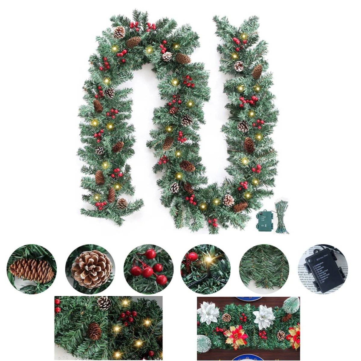 Lichterkette mit 50 LEDs und Timer – Beleuchtung für Weihnachtsdekoration