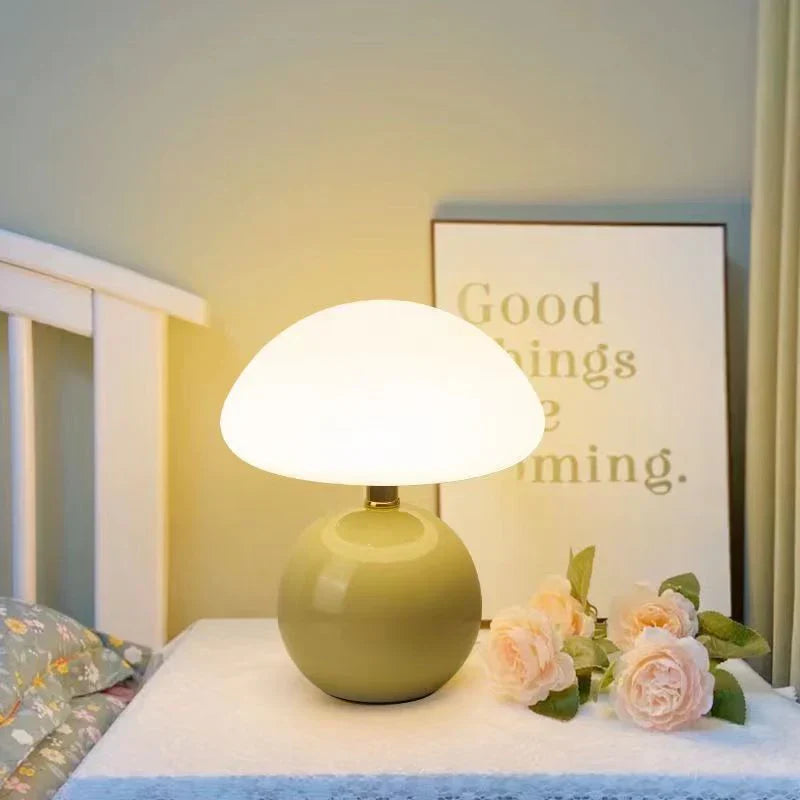 Crème Champignon Lampe - Französische Vintage Lampe