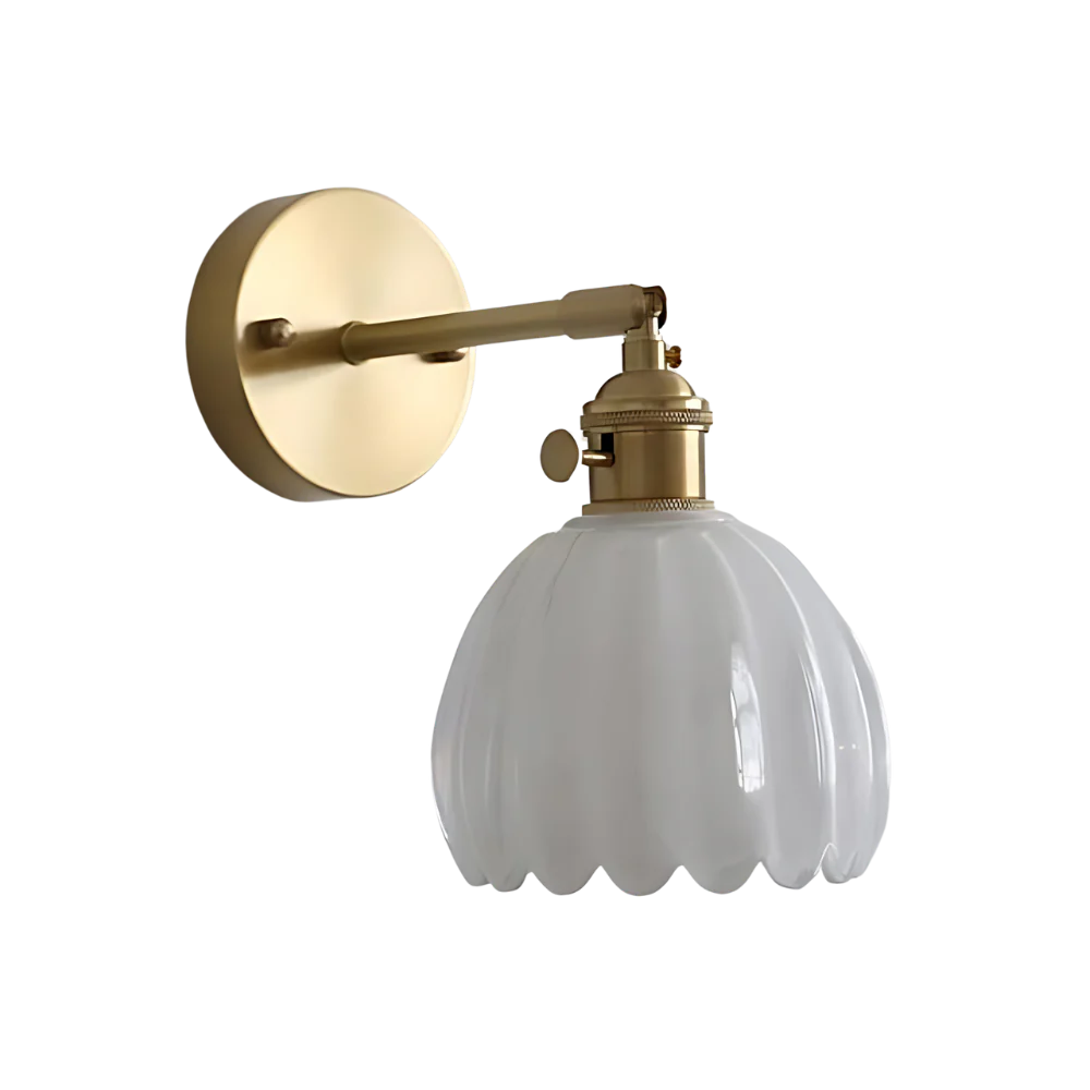 Vintage Messing Tulpen Glas Wandlampe 1-Licht