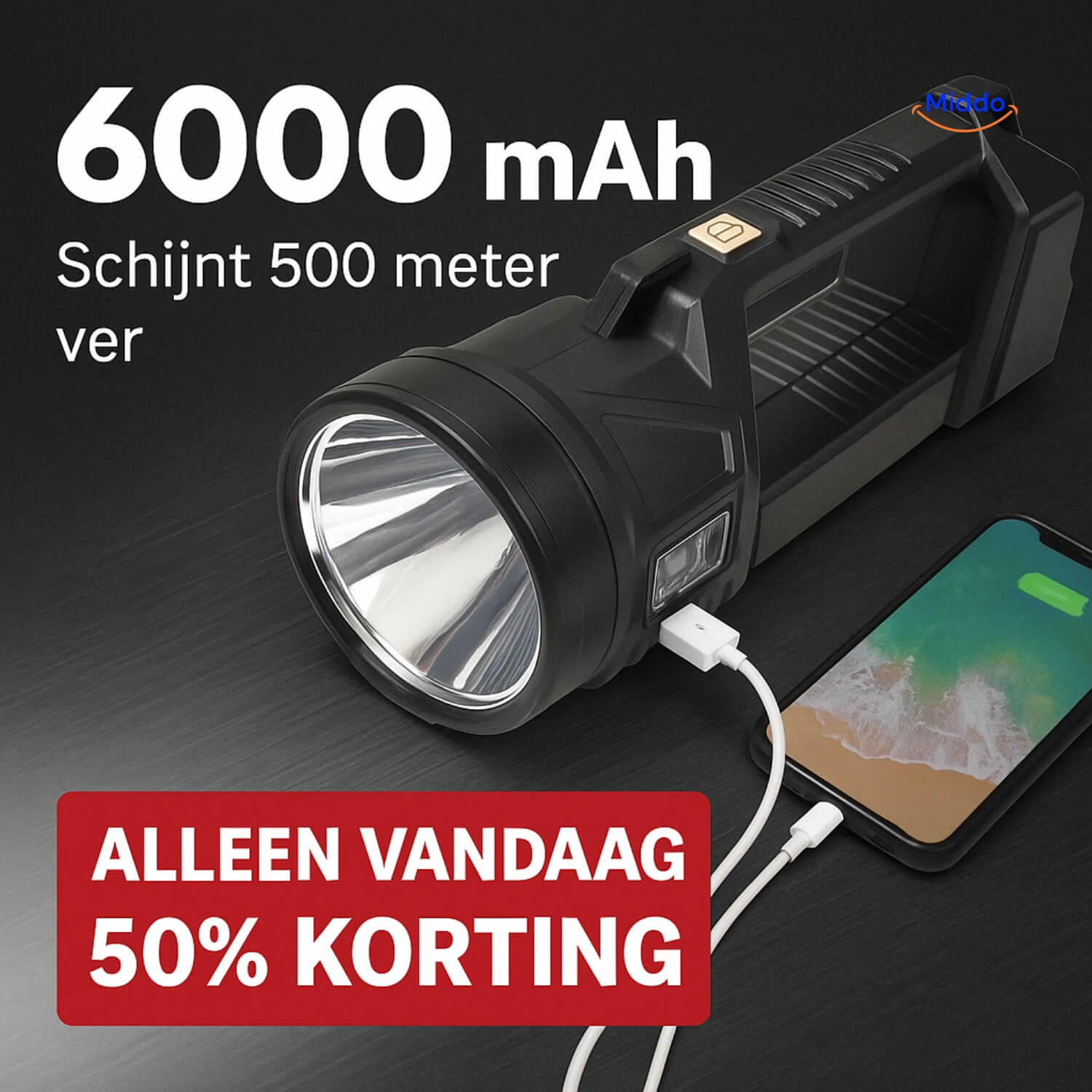 LumenMax Ultra-Lampe | Extrem hell • 6000mAh • 500m Reichweite