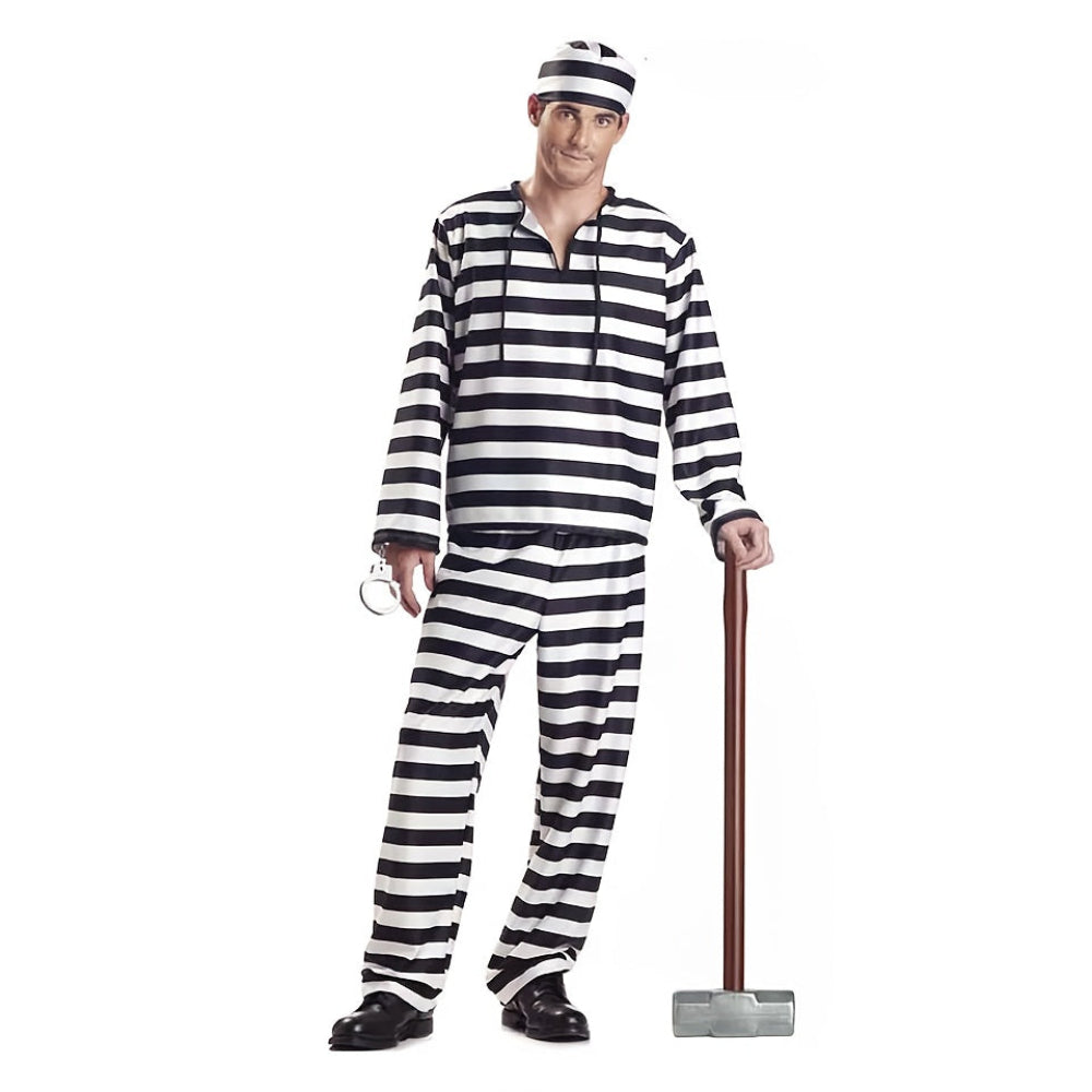 Lustige Paare Halloween Kostüme Gefangene Schwarz Weiß Gestreift