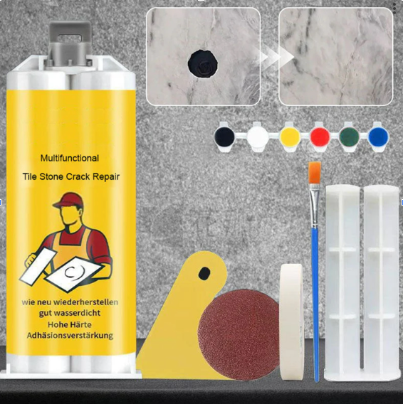 LuxuraFix Fliesen- und Steinbruchreparaturset | Hochwertiges Set für mühelose Reparatur von Fliesen und Steinbrüchen