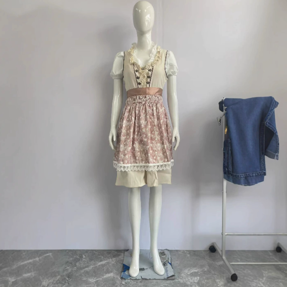Alpenbloes Dirndl Kleid für Damen mit Schürze und Bluse – Traditionelles und Elegantes Design