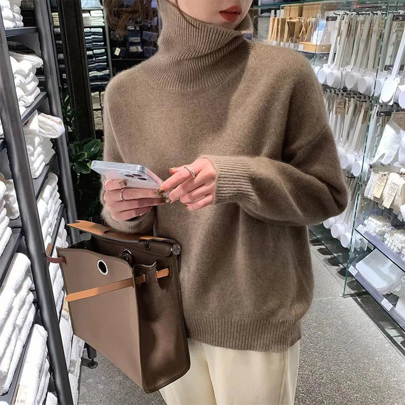 Eleganter Damen Rollkragenpullover Elayna – Weicher warmer Rollkragen mit luxuriösem Schnitt