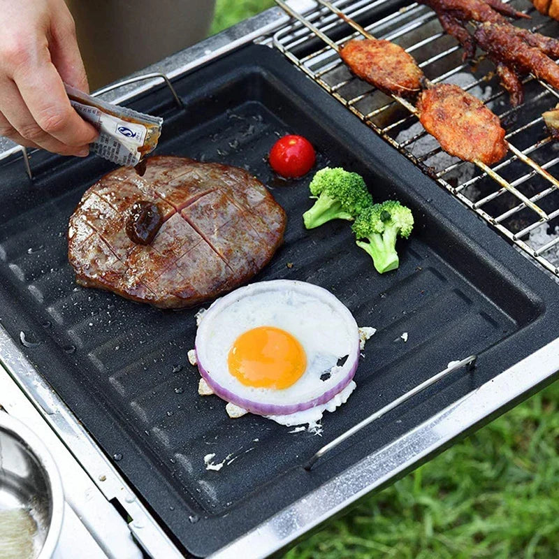 Feurossa Gusseiserne Grillplatte Umkehrbare Platte | Für Gasgrill & Herd | 25 × 30 cm | Für Pizza, Fleisch, Gemüse & Fisch