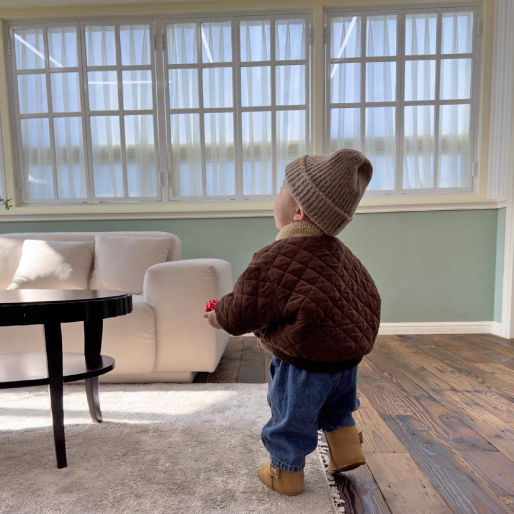 WarmNest Gepolsterte Kinderjacke – Weiches Sherpa-Futter & Bequeme Winterjacke für Jungen
