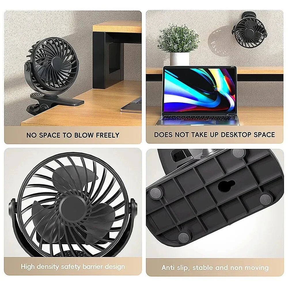 FlexiBreeze USB Ventilator | Drehbar, tragbar mit 3 Geschwindigkeiten und Nachtlicht