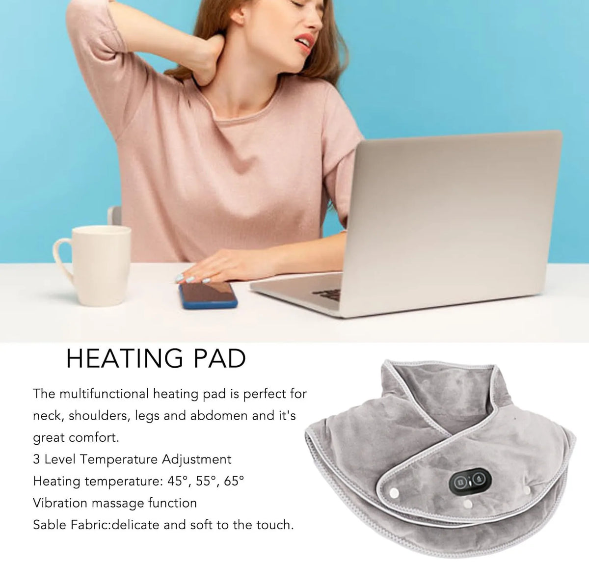 Wärme Nacken- und Schultermassager USB Heizkissen mit Vibration