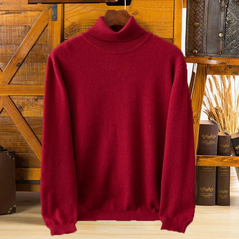 Sylvara Herren 100 Prozent Kaschmir Rollkragenpullover