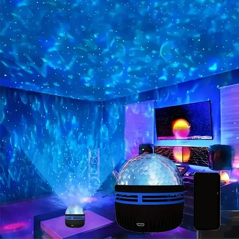 Polariva Nordlichtprojektor mit Musik-Synchronisation und Fernbedienung für RGB-Stimmungsbeleuchtung
