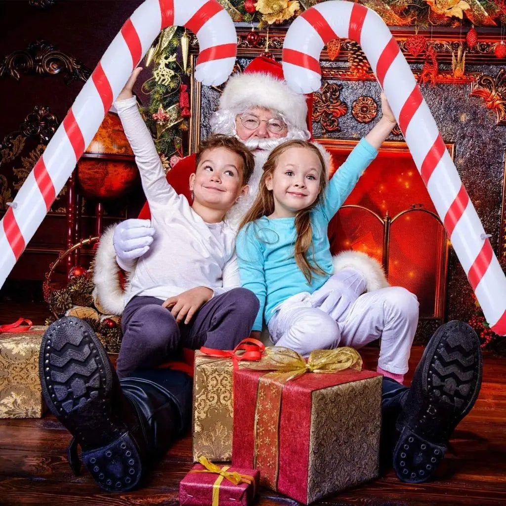 CandyFest Aufblasbare Weihnachts-Zuckerstangen – Set von 4 PVC-Dekorationen von 87 cm