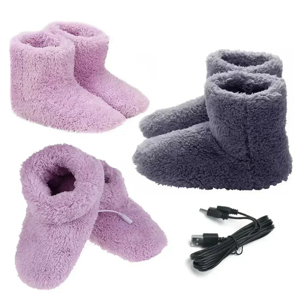 WarmEase USB beheizte Hausschuhe – Plüsch Winterkomfort mit verstellbarer Wärme