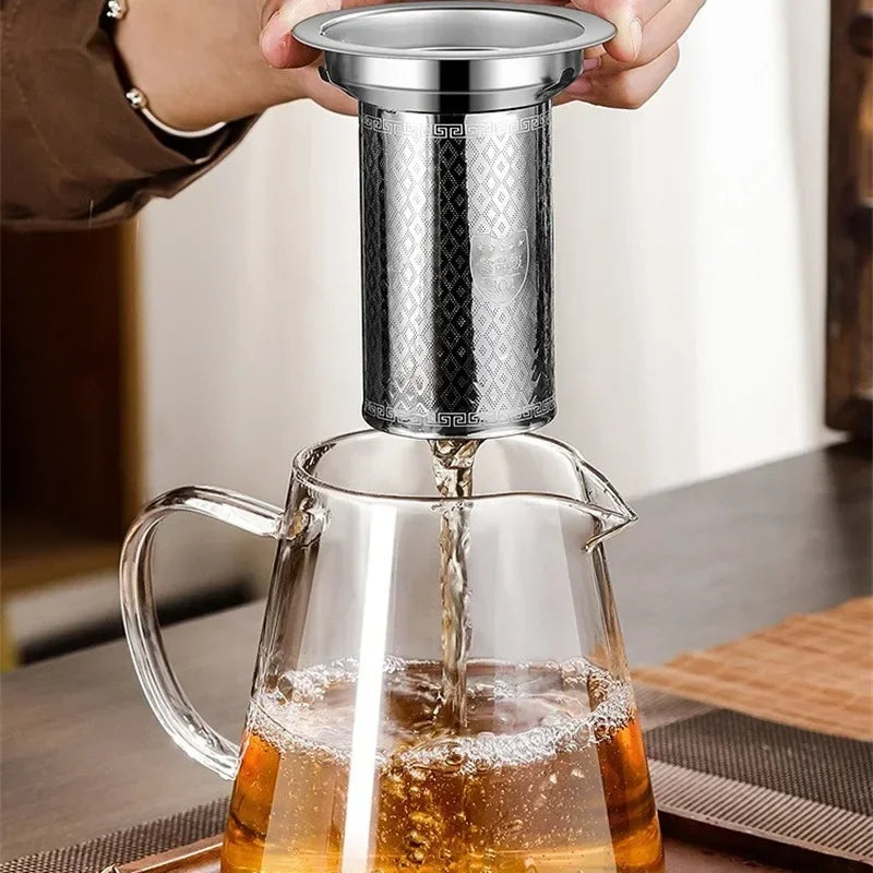 450ml-950ml Hitzebeständige Glas Teekanne – Edelstahl Teesieb, Blumen-Kessel für Kung Fu Teewaren, Puer- und Oolong-Tee