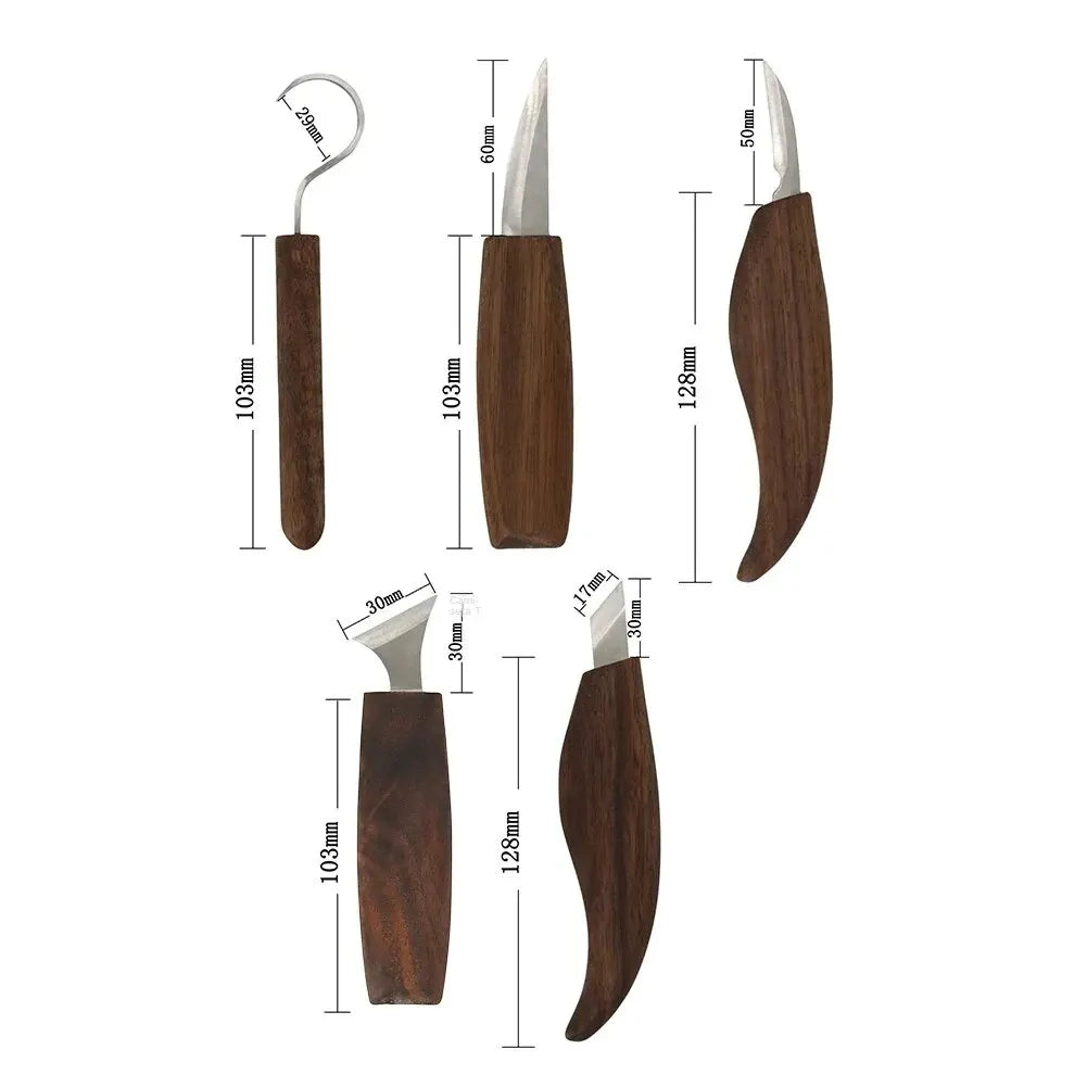 8-teiliges Holzschnitzset: Handwerkermesser-Set mit Feilen - Holzlöffel-Schnitzset für Anfänger