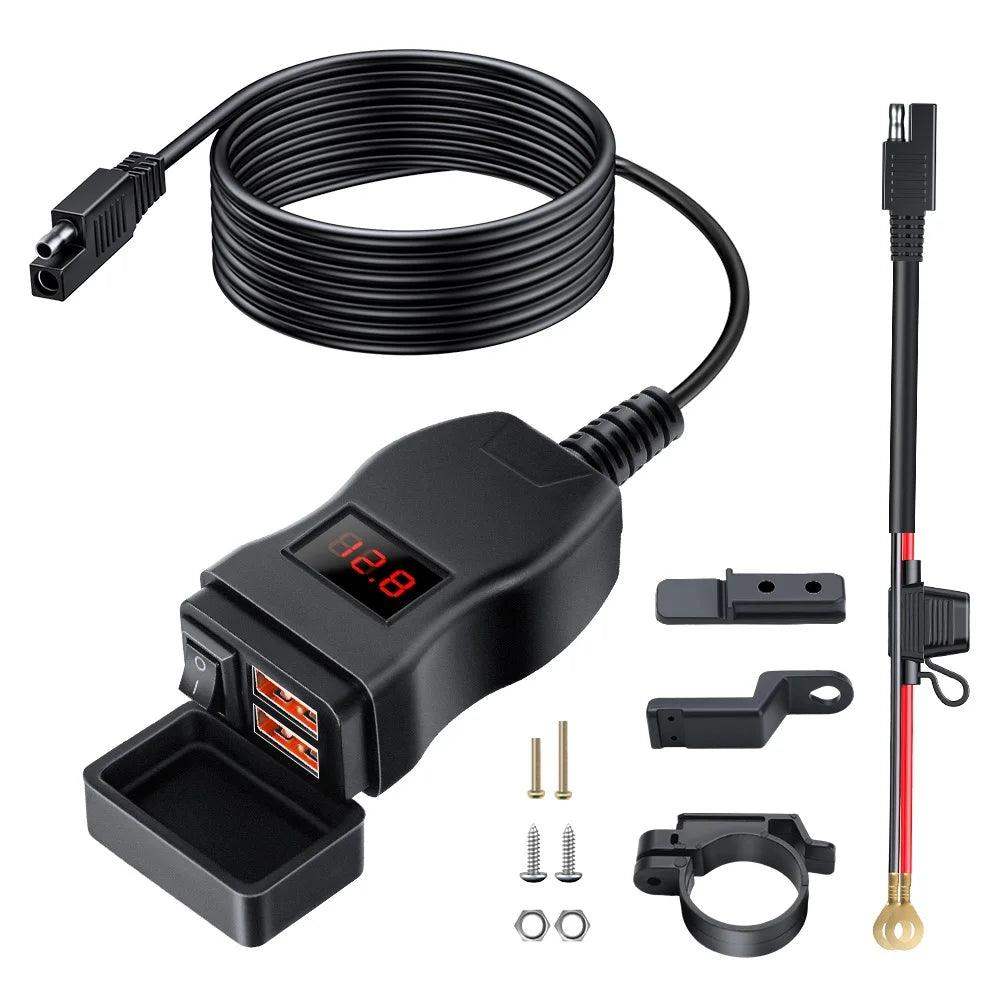 LuxCharge Elite Duo | Luxuriöses duales USB-Ladegerät für Motorräder