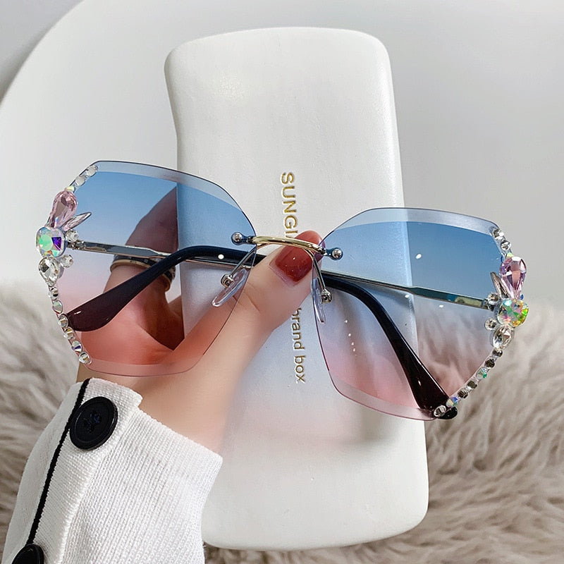 Rhinestone Sonnenbrille ohne Rahmen