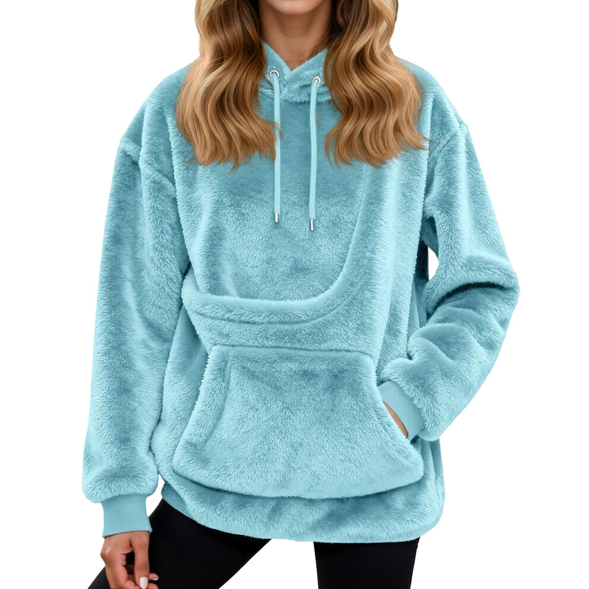 Oversized Fleece Hoodie mit Kängurutasche – Warme Damenjacke für Zuhause