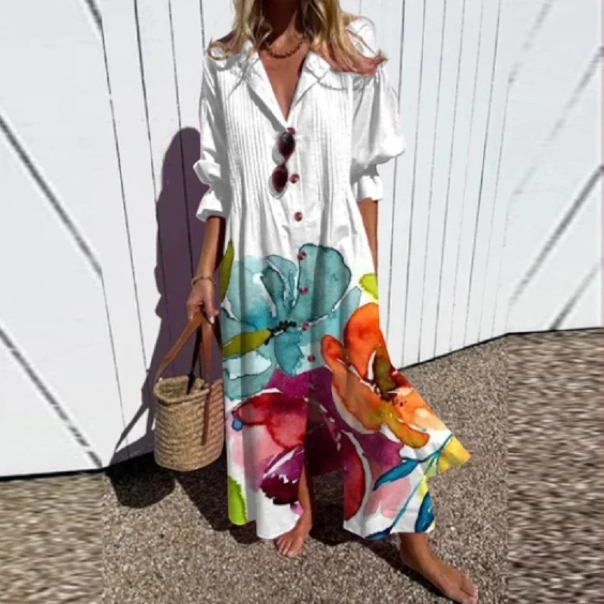 Boho Kleid mit V-Ausschnitt | Maxi