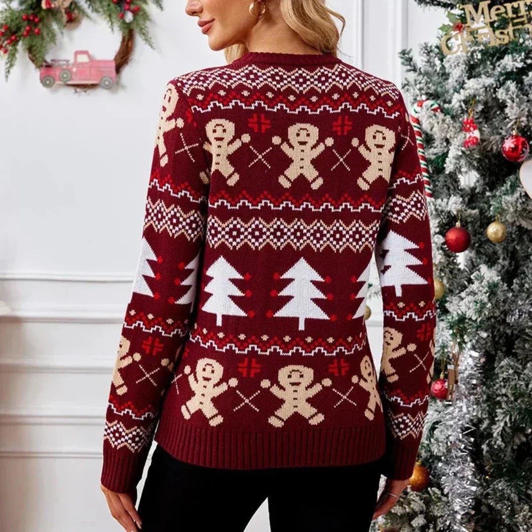 Damen Festglanz Weihnachtspullover – Warm, Weich und Voller Weihnachtsstimmung