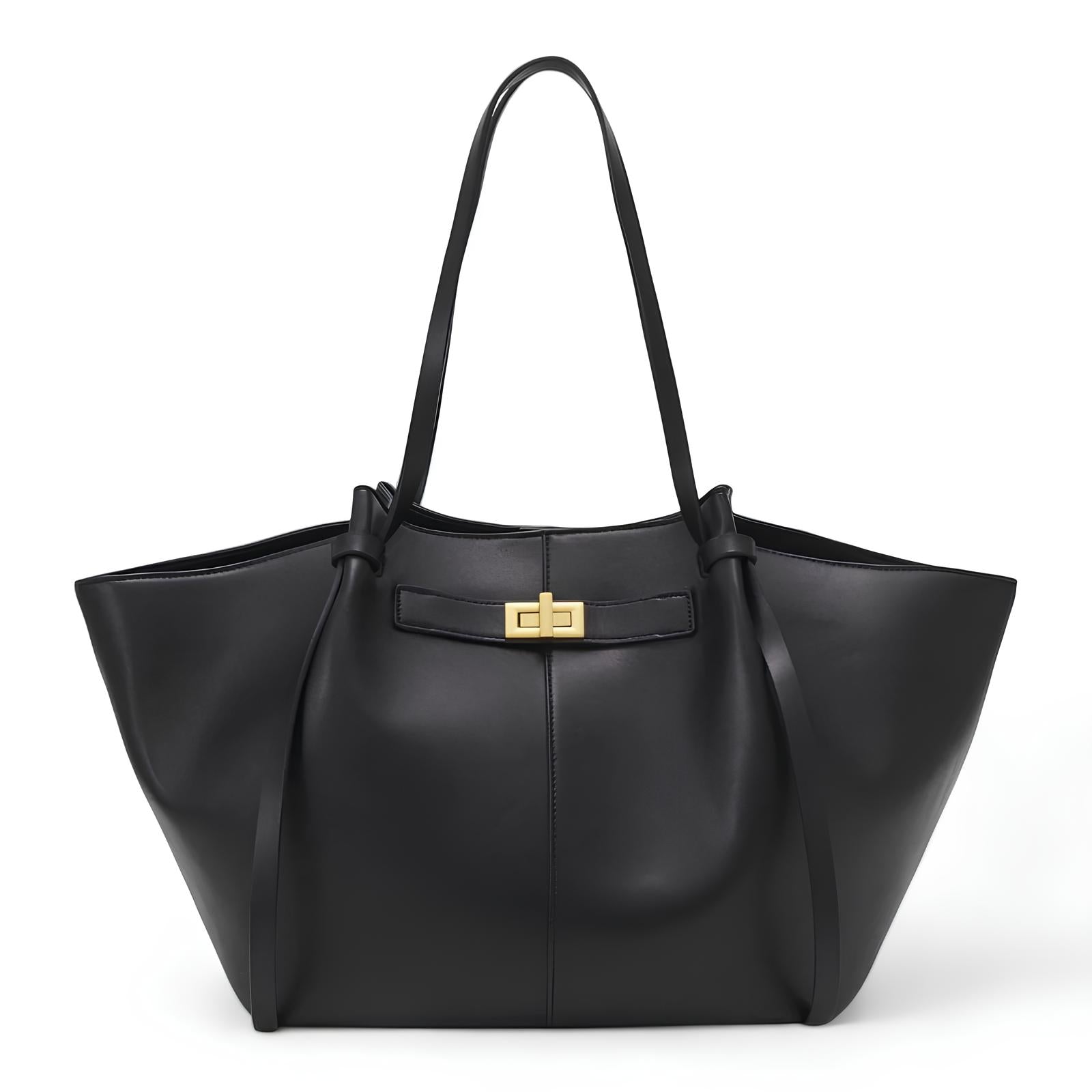 Große Handtasche Lyra aus schwarzem PU-Leder