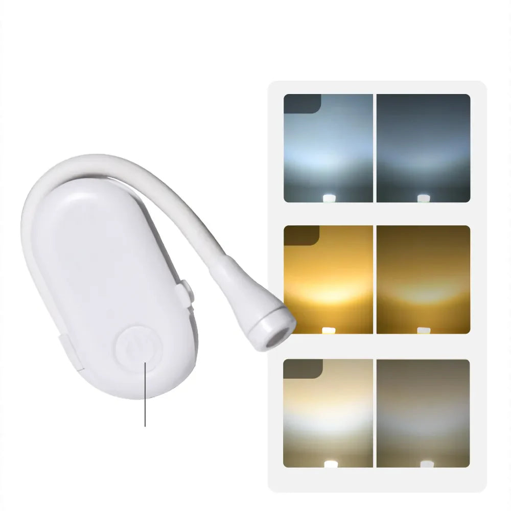 GlowLeaf – Clip-on Mini-Leselampe mit USB-Aufladung und 360° Rotation für nächtliches Lesen