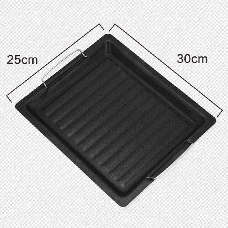 Feurossa Gusseiserne Grillplatte Umkehrbare Platte | Für Gasgrill & Herd | 25 × 30 cm | Für Pizza, Fleisch, Gemüse & Fisch