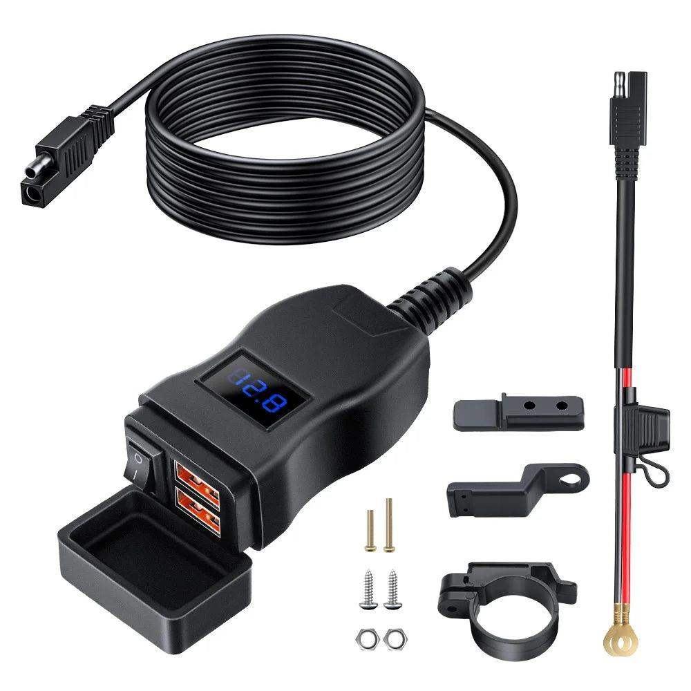 LuxCharge Elite Duo | Luxuriöses duales USB-Ladegerät für Motorräder