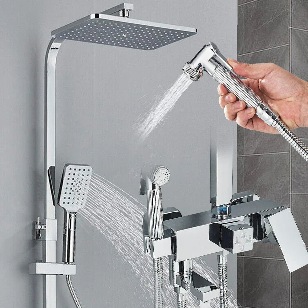 RainFlow Luxe Regendusche Set – verstellbare Messing-Duscharmatur mit 4 Funktionen