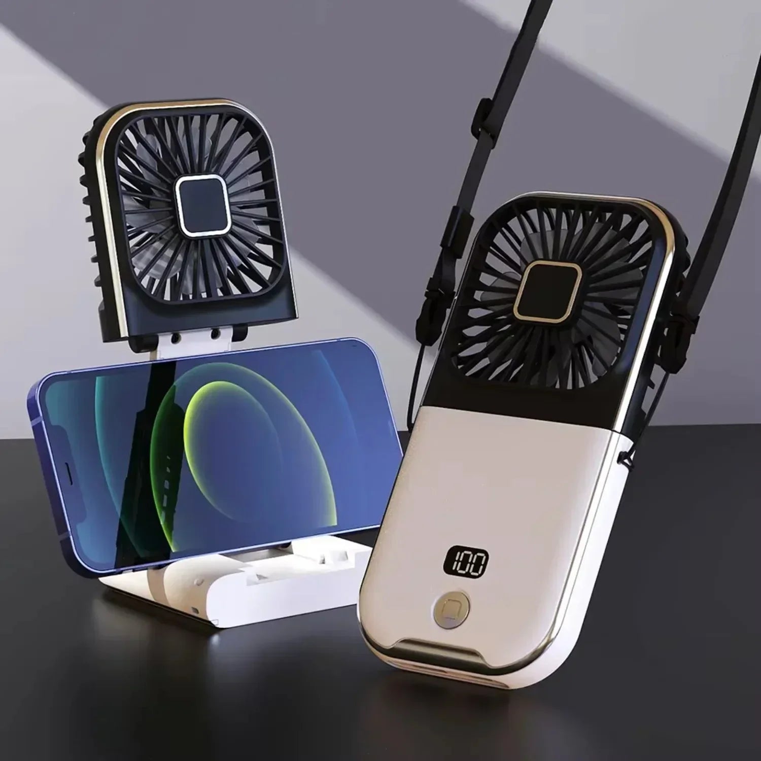 Luftigo Mini USB-Ventilator | Kompakter, wiederaufladbarer Ventilator mit digitaler Anzeige und mehreren Windmodi