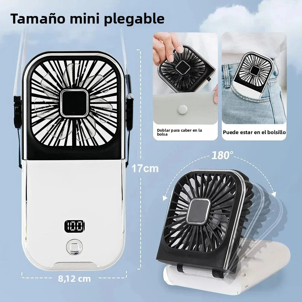 Luftigo Mini USB-Ventilator | Kompakter, wiederaufladbarer Ventilator mit digitaler Anzeige und mehreren Windmodi
