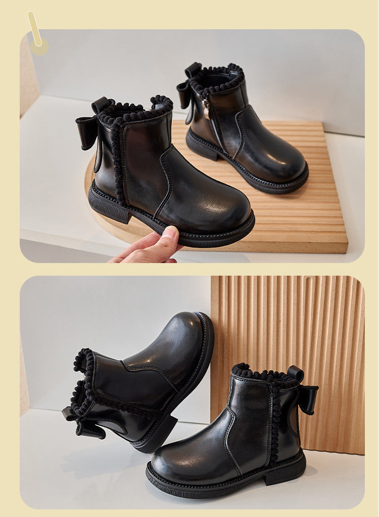 LeerLief Mädchen Stiefelette – Bequeme PU-Leder Stiefel mit rutschfester Sohle und Seitenreißverschluss
