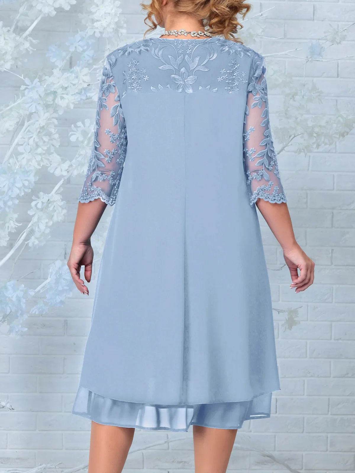 Herbstliches besticktes Bankett Kleid in Übergröße