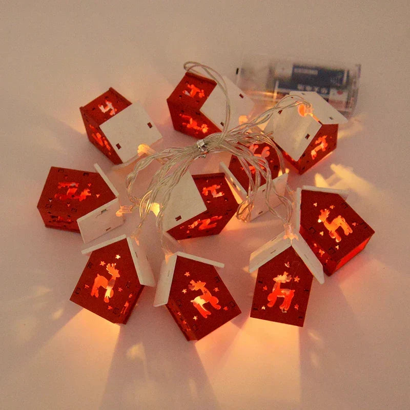 Holz Weihnachtshäuschen mit LED Weihnachtsbeleuchtung – Dekorative Weihnachtsdekoration