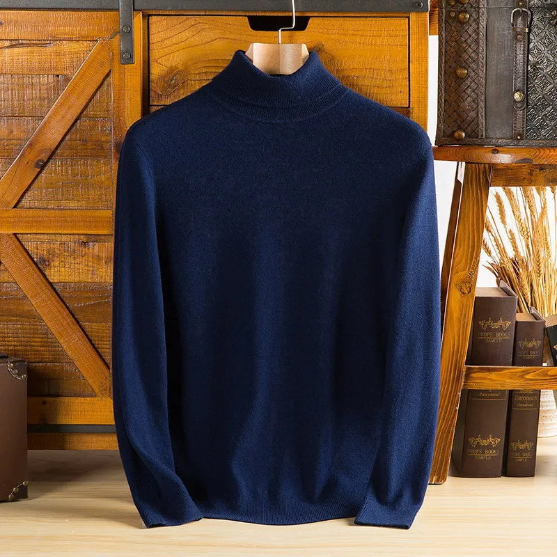 Sylvara Herren 100 Prozent Kaschmir Rollkragenpullover