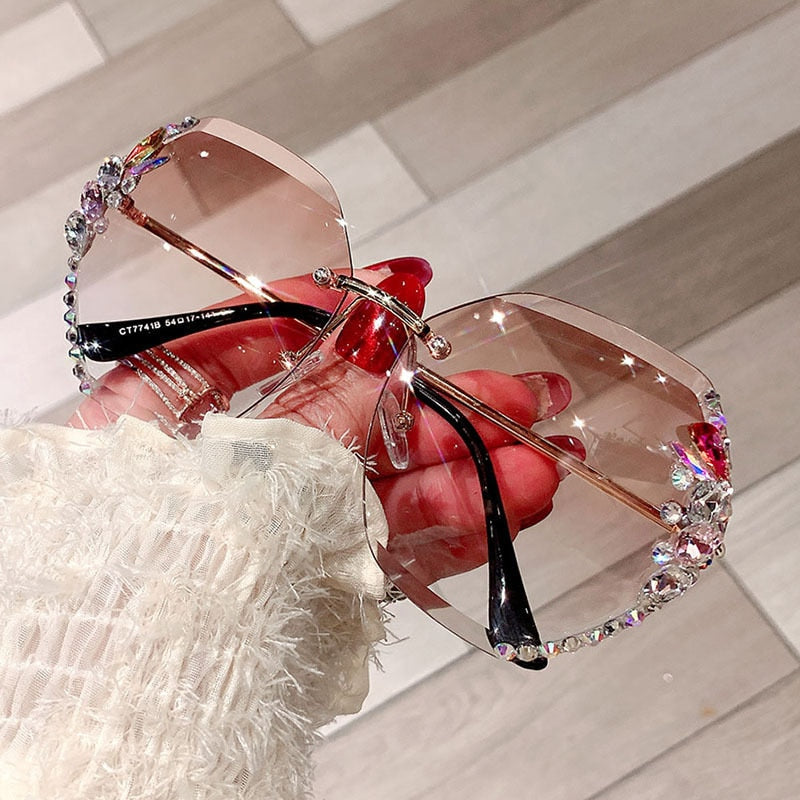 Rhinestone Sonnenbrille ohne Rahmen