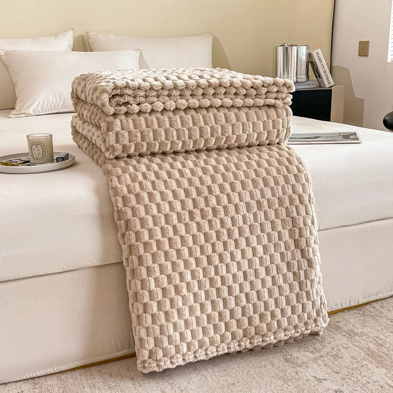 Caelidra - Karierte Weiche Samtdecke Warme Gemütliche Plaid für Sofa und Bett