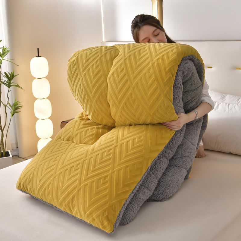 Bunte Dicke Sherpa Winterdecke Mit Quiltkern Wärme