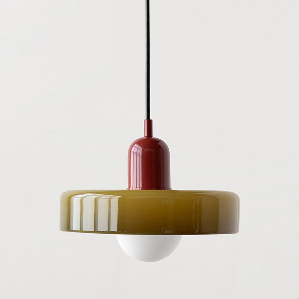 Bauhaus Hängeleuchte aus Buntglas für modernes Interieur