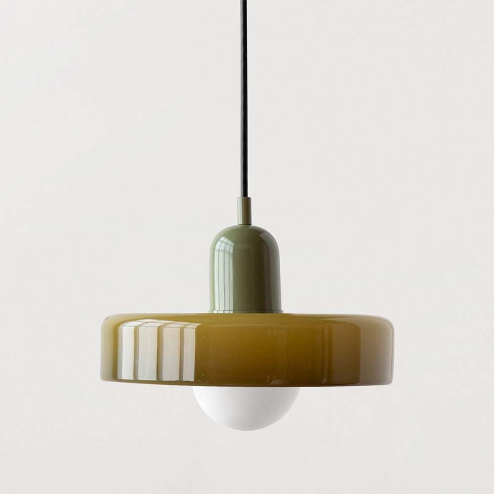 Bauhaus Hängeleuchte aus Buntglas für modernes Interieur