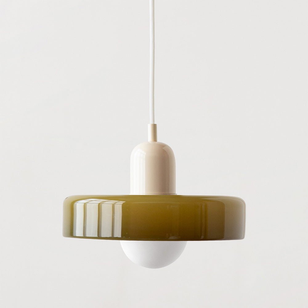 Bauhaus Hängeleuchte aus Buntglas für modernes Interieur