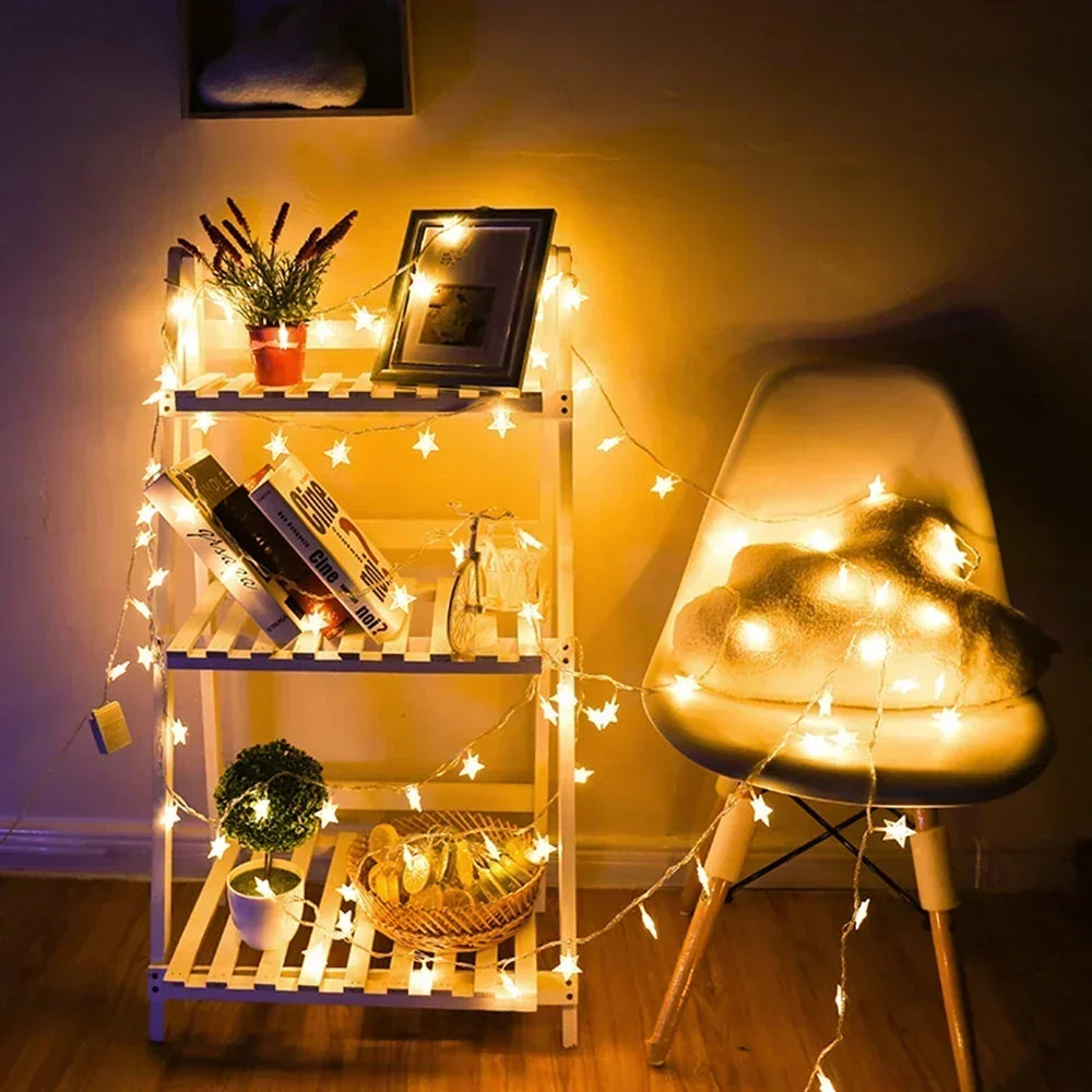 Sternen LED Weihnachtsbeleuchtung – Dekorativer Lichtervorhang für Innen und Außen