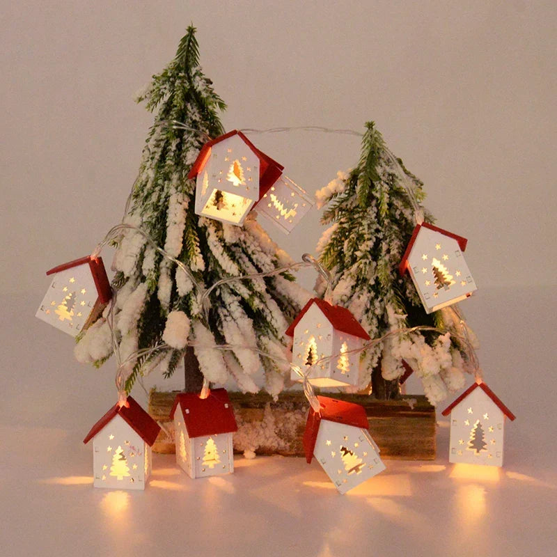 Holz Weihnachtshäuschen mit LED Weihnachtsbeleuchtung – Dekorative Weihnachtsdekoration