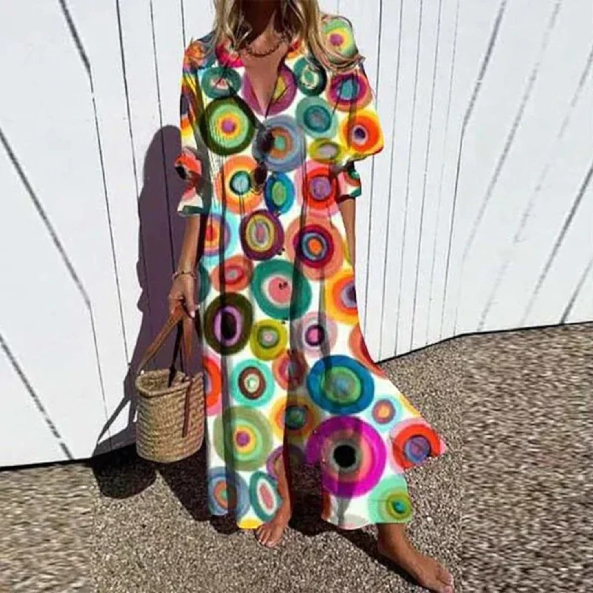 Boho Kleid mit V-Ausschnitt | Maxi