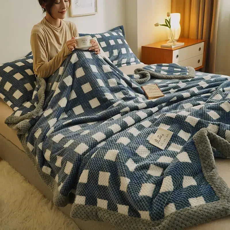 Karierte Decke – Weiche Plaid für Sofa und Bett mit Klassischem Schachbrettmuster